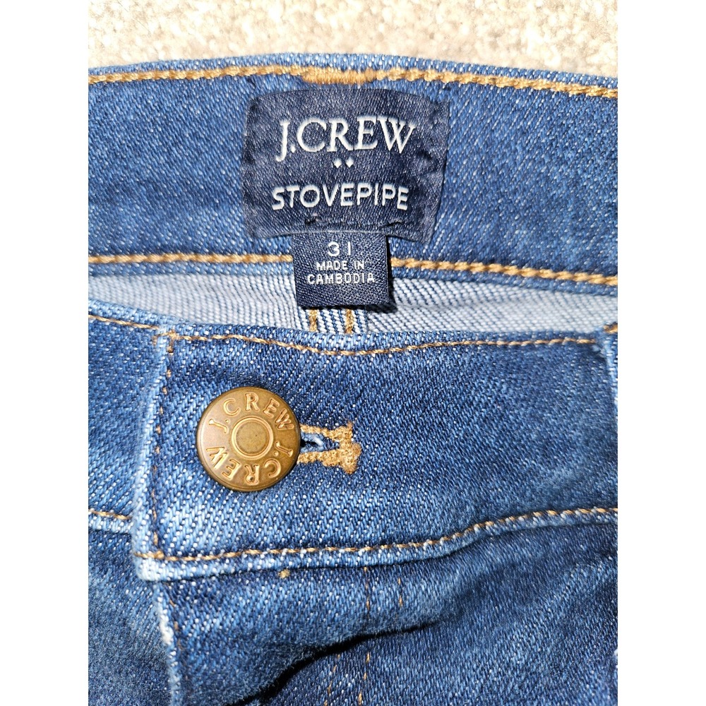 J.Crew Stovepipe Jeans Womens 31 Dark Wash High Rise Straight Leg Blue Denim - Picture 2 of 8